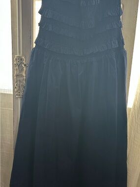 TCEC Navy Ruffle-Tier Maxi Dress lined medium summer sundress beach cruise